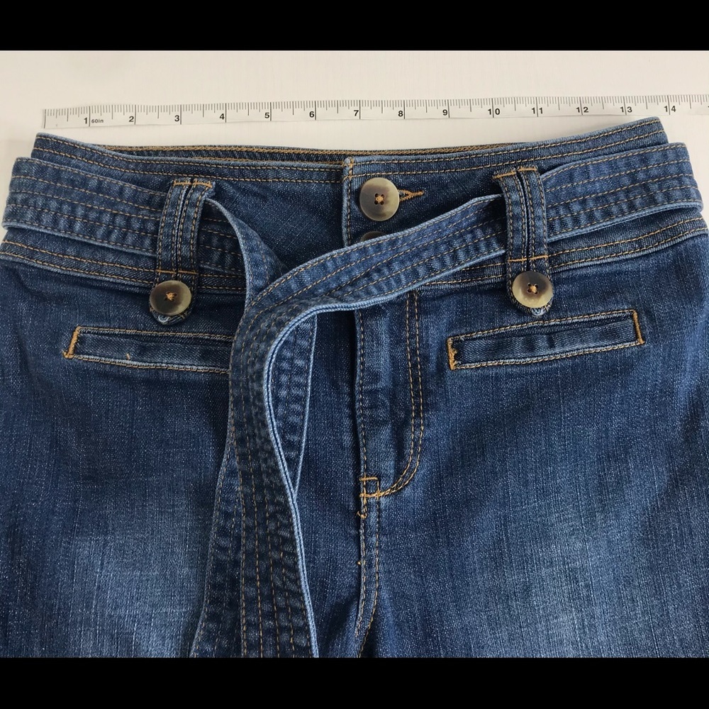 Anthropologie Pilcro and the Letterpress Cropped Culotte Tie Belt Jeans Size 25P - Picture 7 of 12